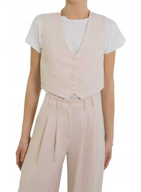 Gilet cropped con bottoni e tasche frontali Please